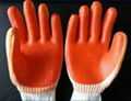 7G polycotton latex rubber stuck glove crinkle finish