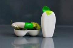 HDPE shower gel shampoo bottle with leaves design 