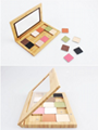 Cosmetic bamboo eye shadow box and color palette