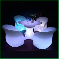 LED Arm Chair and Flower Shape Table Light up Furnitures