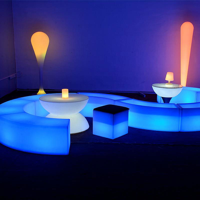 LED Bend Stool Color Changeing Ottoman Rechargeable Ottomans