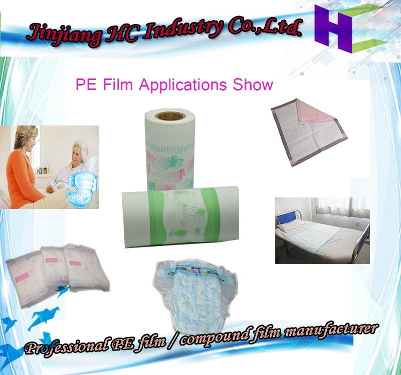 Nonwoven Fabric PE Film for Diapers Under pads and Sanitary Napkins 5