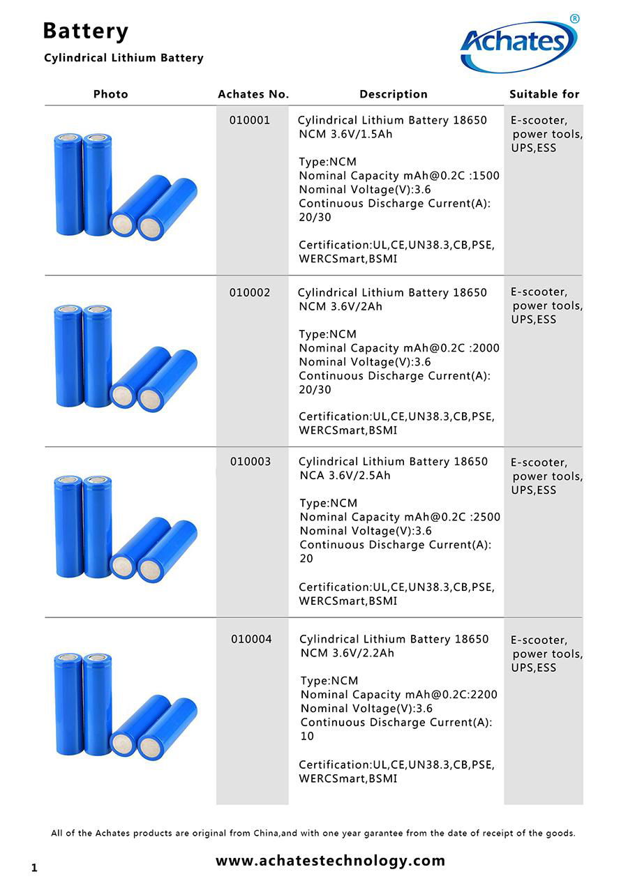 Cylindrical Lithium Battery 18650 2