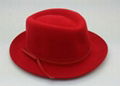 wool felt homburg hat with leather belt 100% wool  1