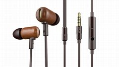 DZAT DF-10 prue wood Bass Earbuds with Microphone for Android IOS Mobile Phone 