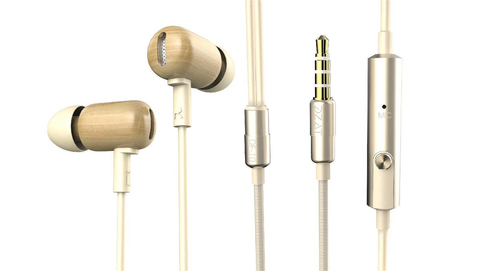 DZAT DF-10 prue wood Bass Earbuds with Microphone for Android IOS Mobile Phone  5