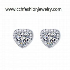 heart cubic zircon stud earrings