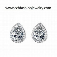 teardrop cubic zircon stud earrings