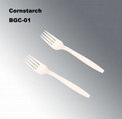 Disposable Fork Bgc-01 (150mm) in Cornstarch Material Eco-Friendly Cutlery