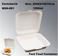 Cornstarch Disposable Take out Lunch Box 1000ml Eco-Friendly Tableware 1