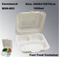 3 parts Disposable Cornstarch Biodegradable  Take out Lunch Box 1