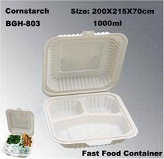 3 parts Disposable Cornstarch Biodegradable  Take out Lunch Box