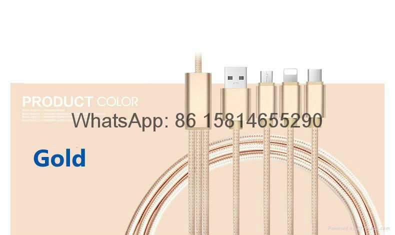 Hot selling 3 in 1 usb cable 8 pin mirco usb type c usb cable  iphone usb cable 