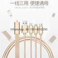 Hot selling 3 in 1 usb cable 8 pin mirco usb type c usb cable  iphone usb cable 