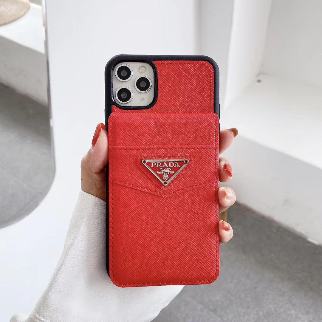 Prada leather case with card bag for iphone 11 pro max xs max xr x 7