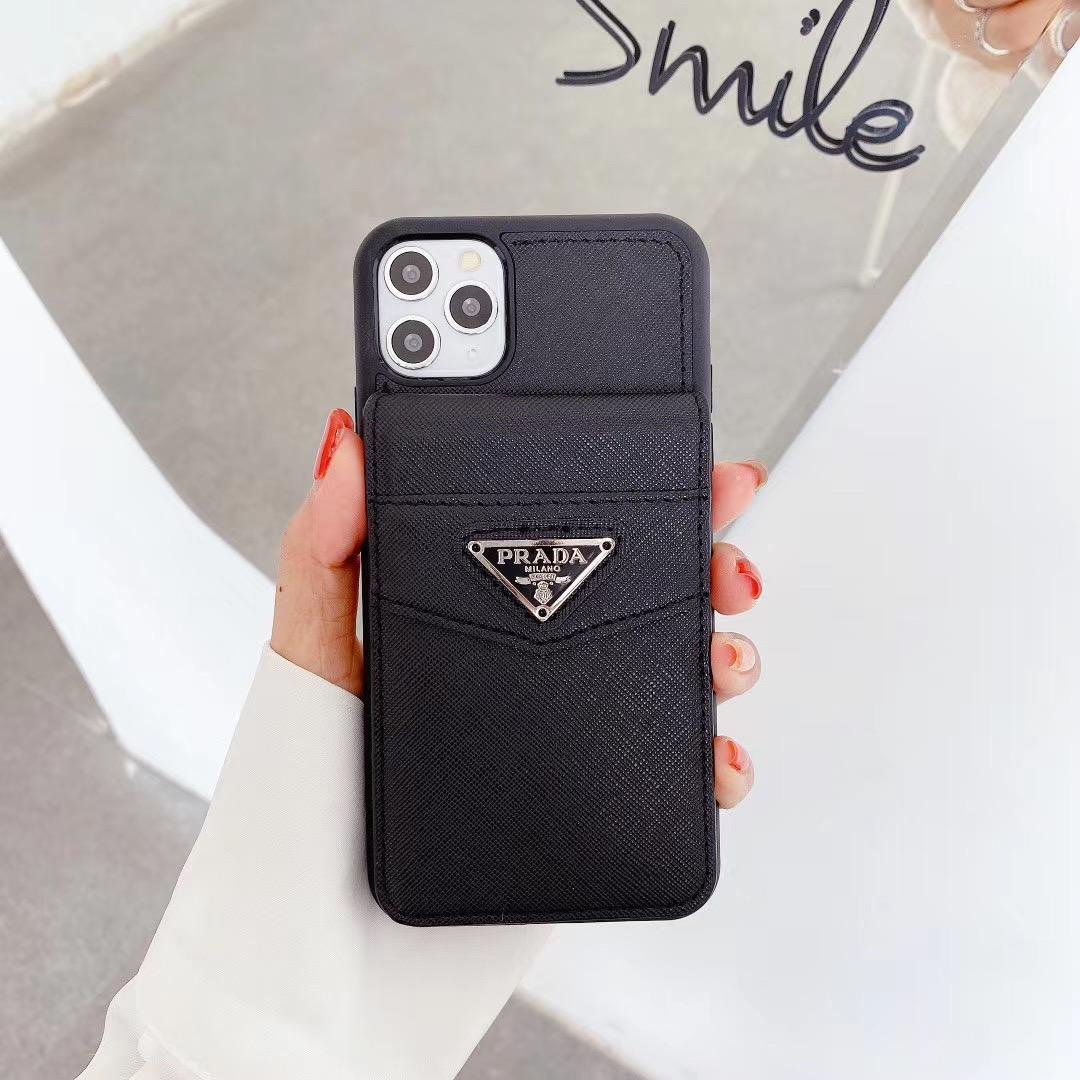 Prada leather case with card bag for iphone 11 pro max xs max xr x 7