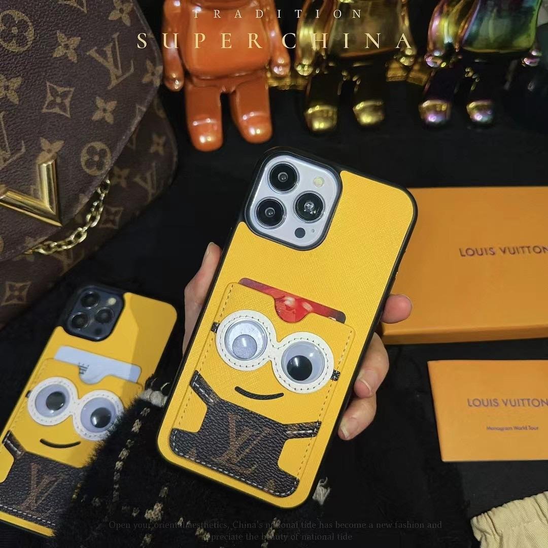 Minions phone case lv & Minions leather phone case with card package 5