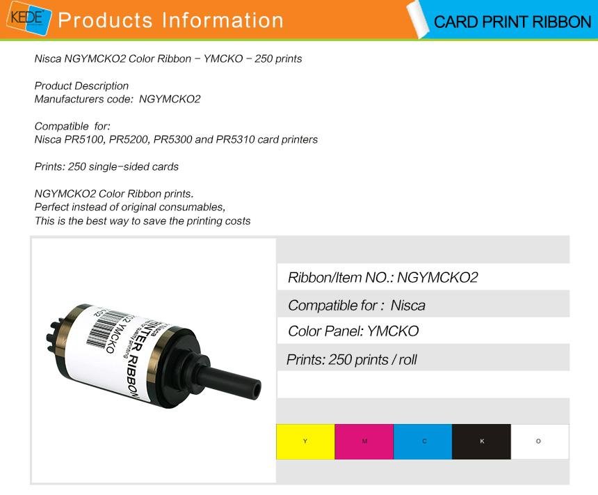 NISCA NGYMCKO2 YMCKO Color Compatible Ribbon - 250 prints/roll  3