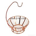 Kitchen accessory Black copper Metal Wire Fruit Basket with Banana Holders 4