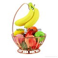 Kitchen accessory Black copper Metal Wire Fruit Basket with Banana Holders 3