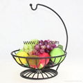 Kitchen accessory Black copper Metal Wire Fruit Basket with Banana Holders 2