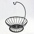 Kitchen accessory Black copper Metal Wire Fruit Basket with Banana Holders 1