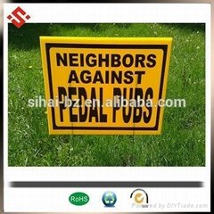 2016 colorful custom PP Corrugated Plastic Lawn Signs with stakes