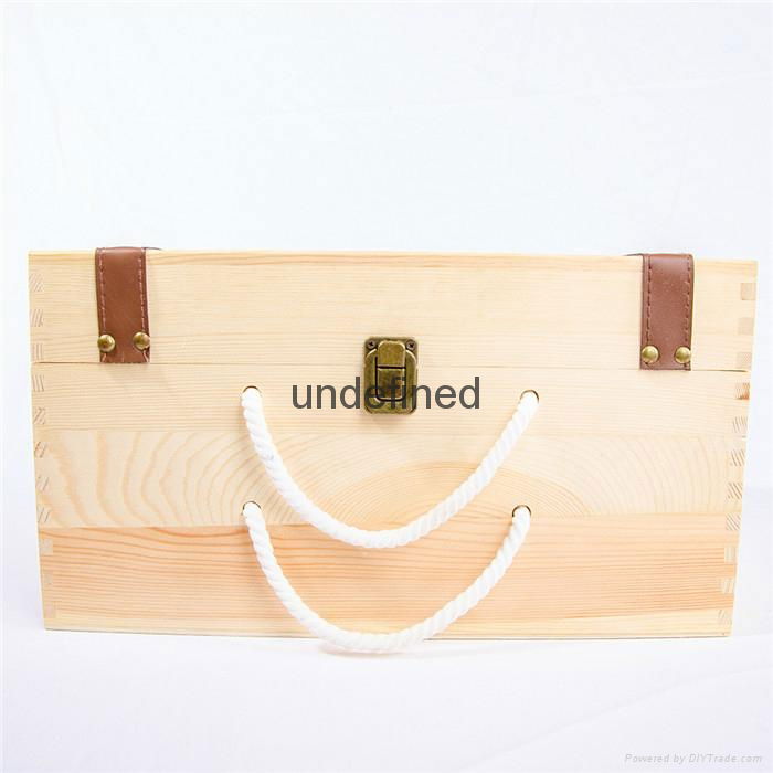 customized natural wood box portable wooden wine box