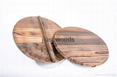 high quality handmade wooden pan lid carbonized wood pot lid cooking pot lid