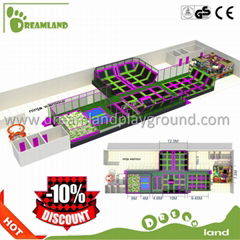 Amusement park indoor commercial high jump trampoline park bungy trampoline