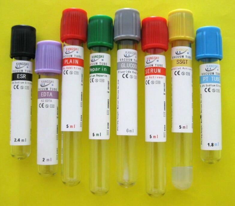 vaccum blood collectors with colored caps