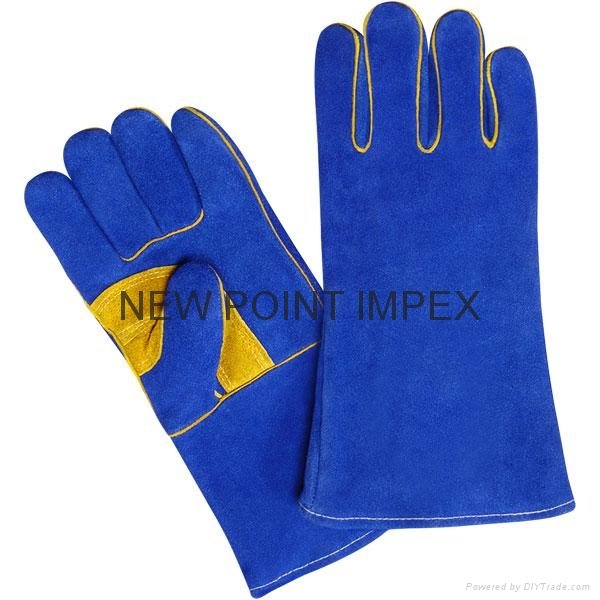 split leather working gloves, rubber cuff, inside lined 3