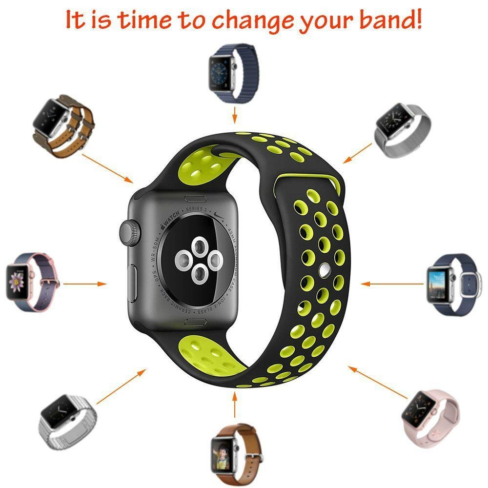 PILIPU 42mm Soft Silicone Replacement Wrist Strap for Apple Watch      4