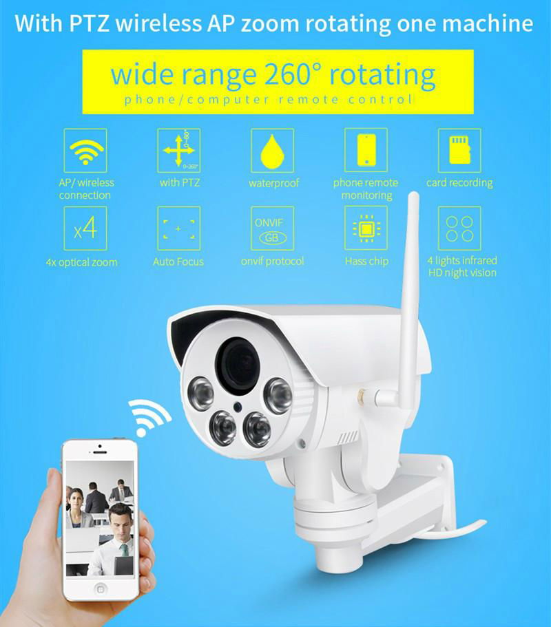 1.3MP HD 4X Zoom PTZ home guard security ip camera and infrared thermal