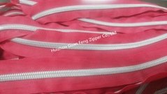 5# nylon zipper with man pattern silver teeth and transparent thread suture