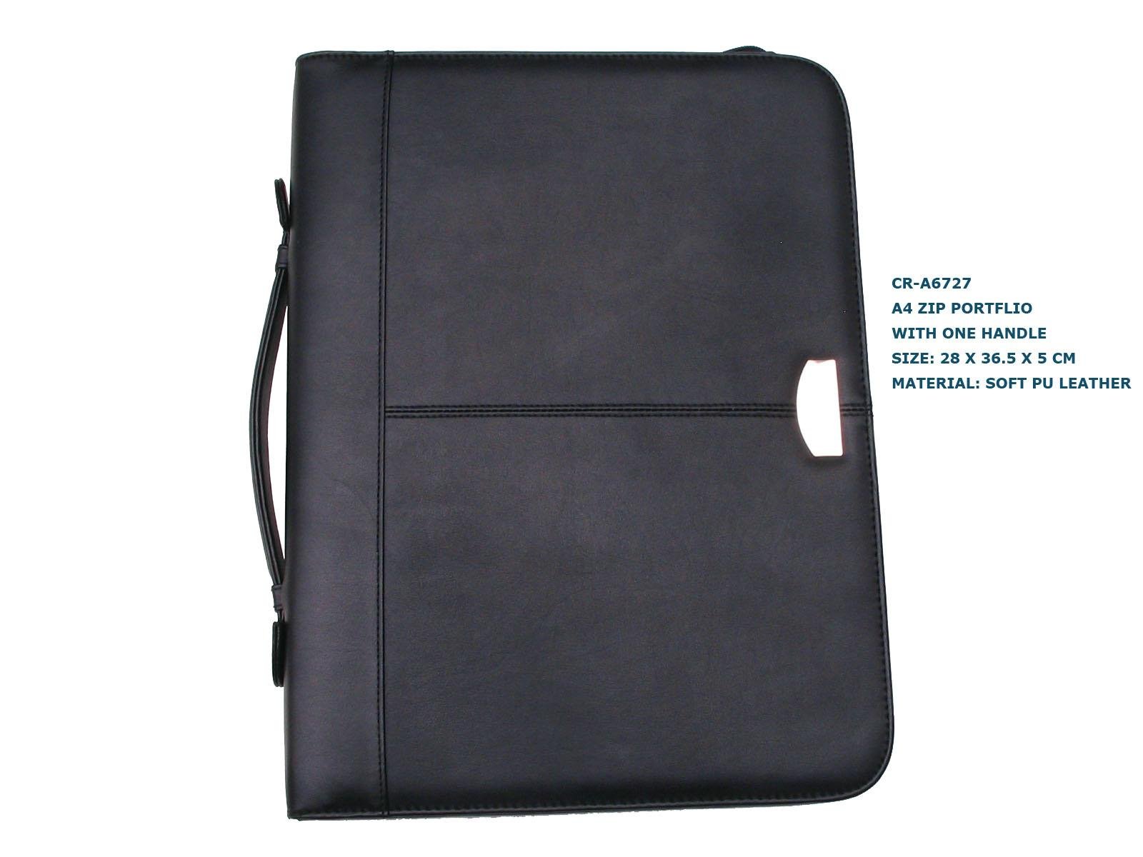 A4 2 ring binder zip portfolio with one handle item:CR-A6727