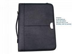 A4 2 ring binder zip portfolio with one handle item:CR-A6727