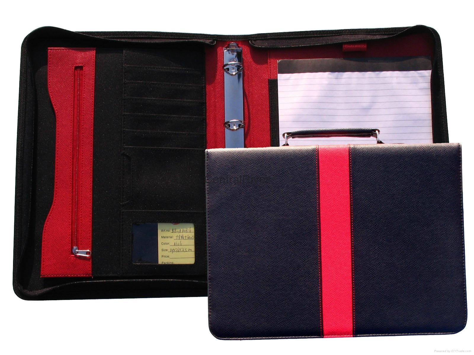4 rings binder zip lock briefcase with one handle business bag ItemCR