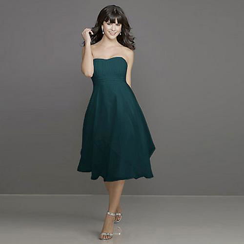 Empire Sweetheart Knee-length Chiffon Two-layer 2