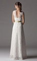 Sheath Column V-neck Floor-length Lace Wedding Dress 4