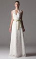 Sheath Column V-neck Floor-length Lace Wedding Dress 1