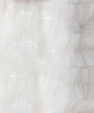 A-line Wide Straps Tea-length Organza Sequins Flower Girl Dresses