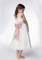 A-line Round Neck Tea-length Organza Ruffled Layers Flower Girl Dresses 2