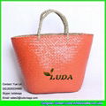 LDSC-102 fashionable beach bag white star painted straw tote bag 2