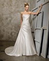 A-line Sweetheart Cathedral Train Satin Beading Ruffled Wedding Dress 2