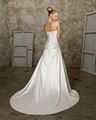 A-line Sweetheart Cathedral Train Satin Beading Ruffled Wedding Dress 1