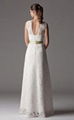 Sheath Column V-neck Floor-length Lace Wedding Dress 2