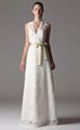 Sheath Column V-neck Floor-length Lace