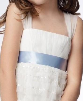 A-line Wide Straps Tea-length Organza Sequins Flower Girl Dresses 2