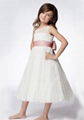 A-line Round Neck Tea-length Organza Ruffled Layers Flower Girl Dresses 4